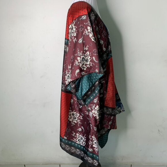 Free People Boho Mon Cheri Silky Patchwork Kimono One Size - Picture 8 of 14